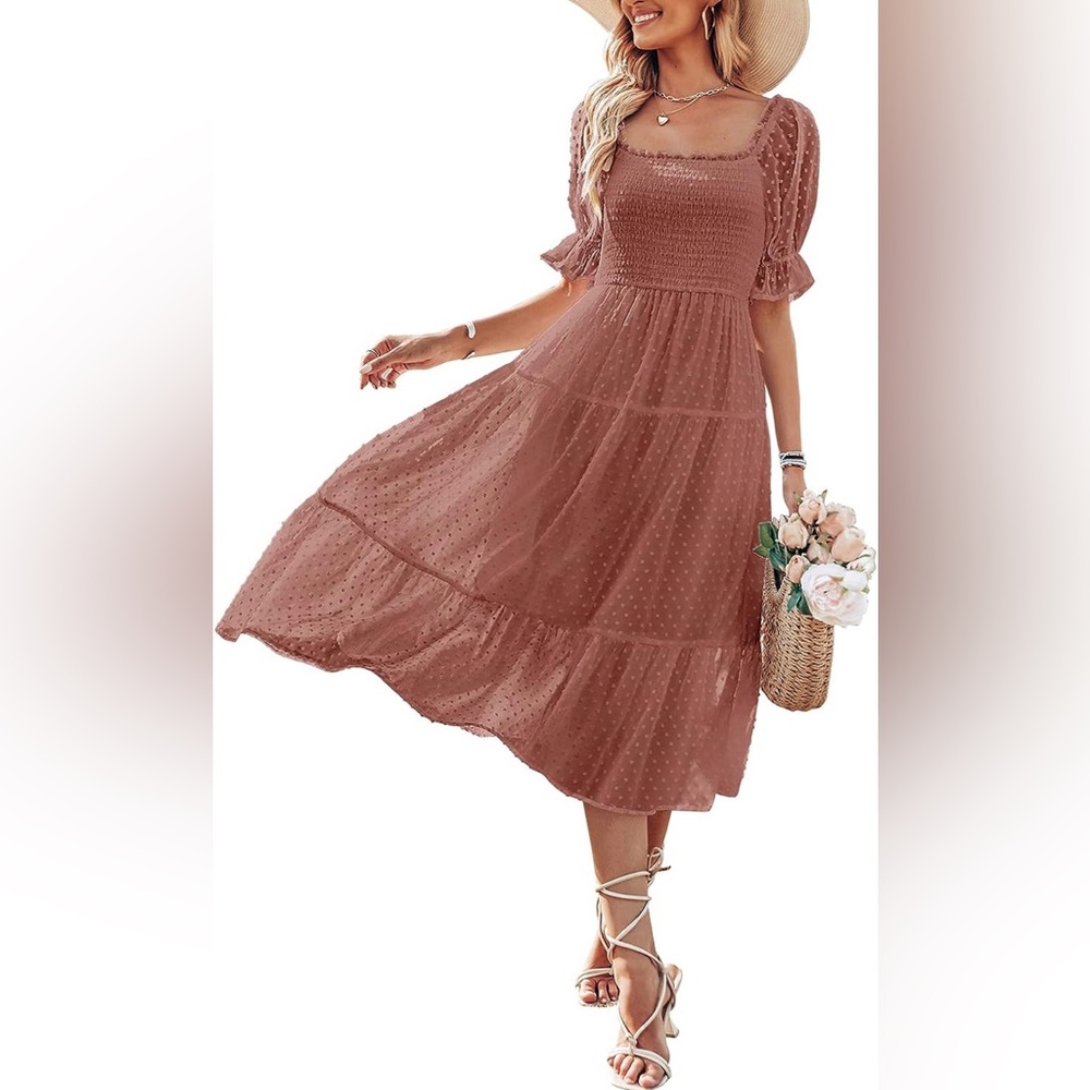 Boho summer puff sleeve dress